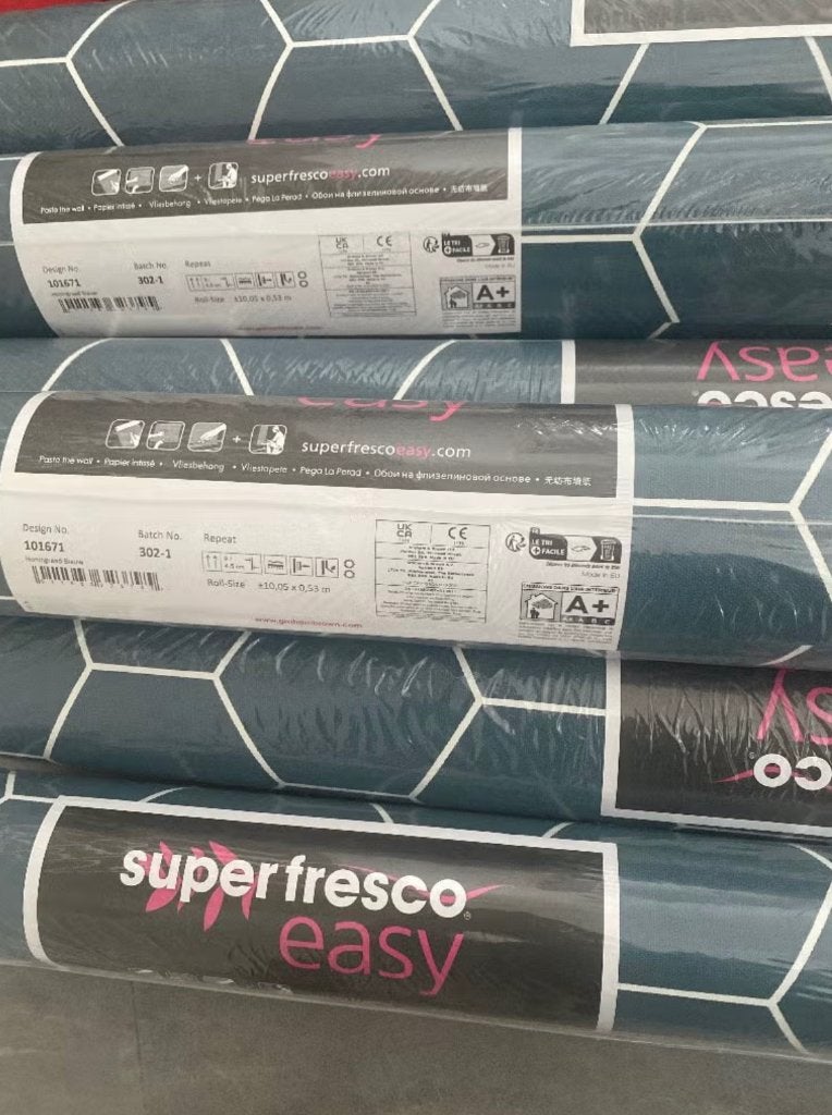 Behang Karwei grijs blauw 6 rollen als nieuw, Ophalen, Vliesbehang