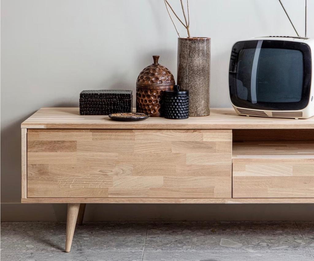Woood tv meubel, Huis en Inrichting, Kasten | Televisiemeubels, Ophalen, 100 tot 150 cm, Eikenhout, Nieuw