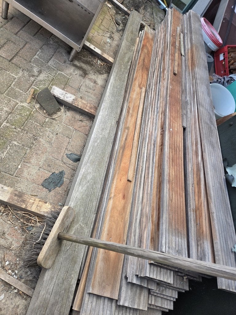 hardhout vlonderplanken 25 mm 275 cm lang 45 x, Ophalen, Nieuw, Hout