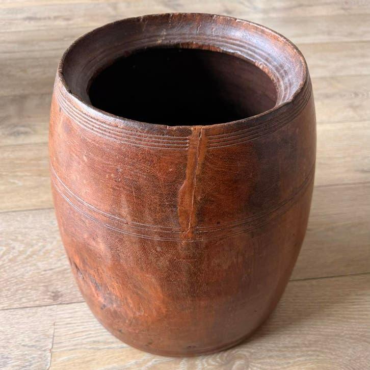 33,5 cm hoog handgesneden houten vijzel, Antiek en Kunst, Houtsnijwerk, Ophalen of Verzenden, Handgemaakt, Hout