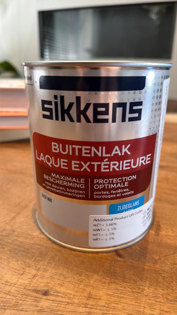 Sikkens Buitenlak Zijdeglans RAL 9004 (bijna vol), Doe-het-zelf en Verbouw, Verf, Beits en Lak, Ophalen, Zo goed als nieuw, Lak