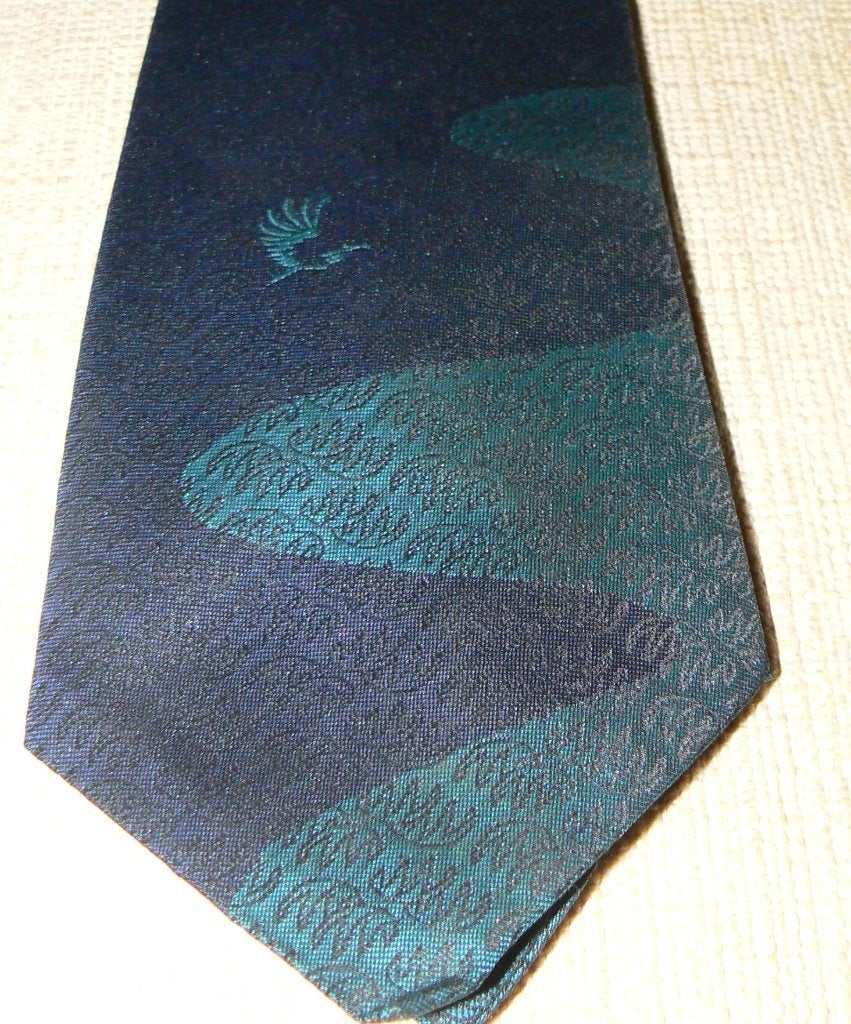 Den Haag stropdas modern blauw-groen design met Ooievaar, Ophalen of Verzenden, Nieuw, Blauw