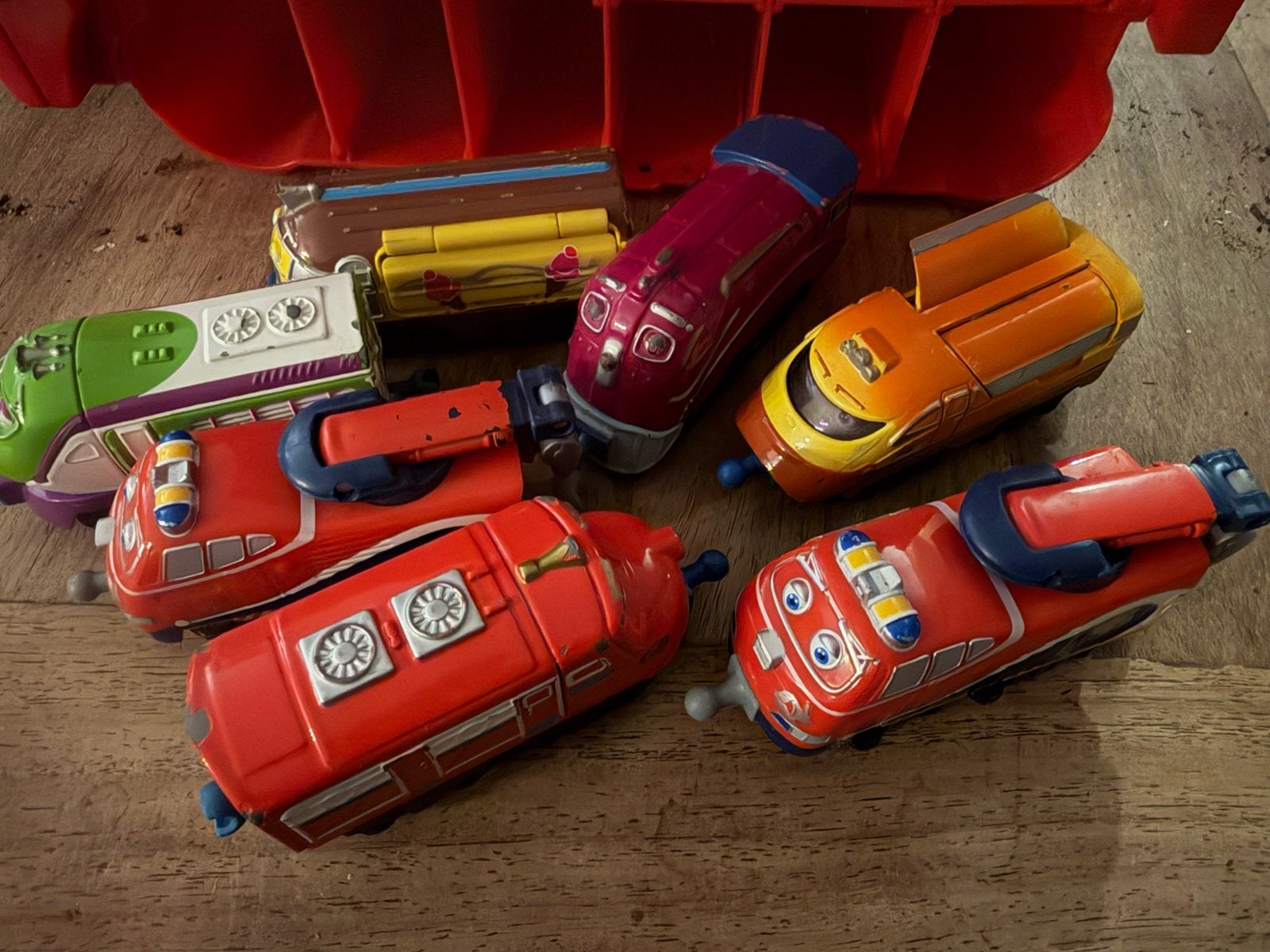 Chuggington treintjes en opbergdoos, Ophalen of Verzenden, Gebruikt