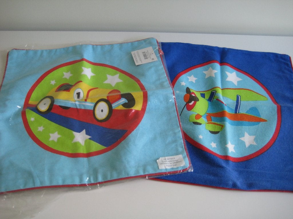 Global Affairs kussenhoes 40x40 cm auto vliegtuig NIEUW!, Wasbaar, Overige merken, Blauw, Nieuw