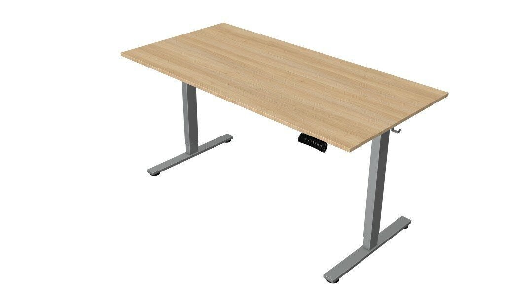 Zit-sta bureau Move New Base – 140 x 80 cm – Licht eiken, Huis en Inrichting, Bureaus, Nieuw, Zit-sta bureau, Modern, Metaal, Bruin