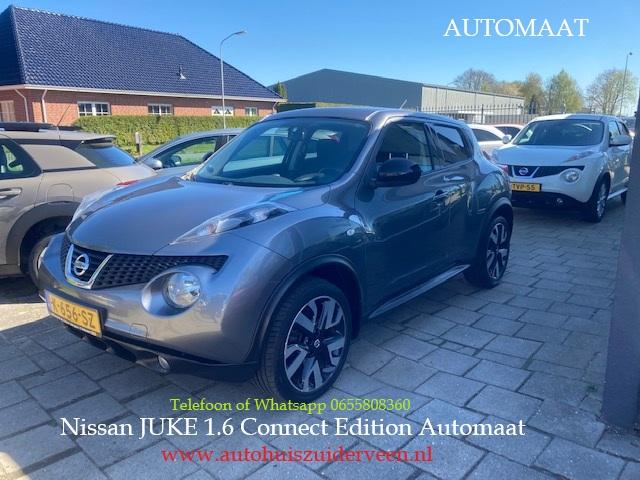 Nissan Juke 1.6 117 PK Connect Edition Automaat, Auto's, Nissan, Euro 5, 4 cilinders, Bedrijf, Grijs