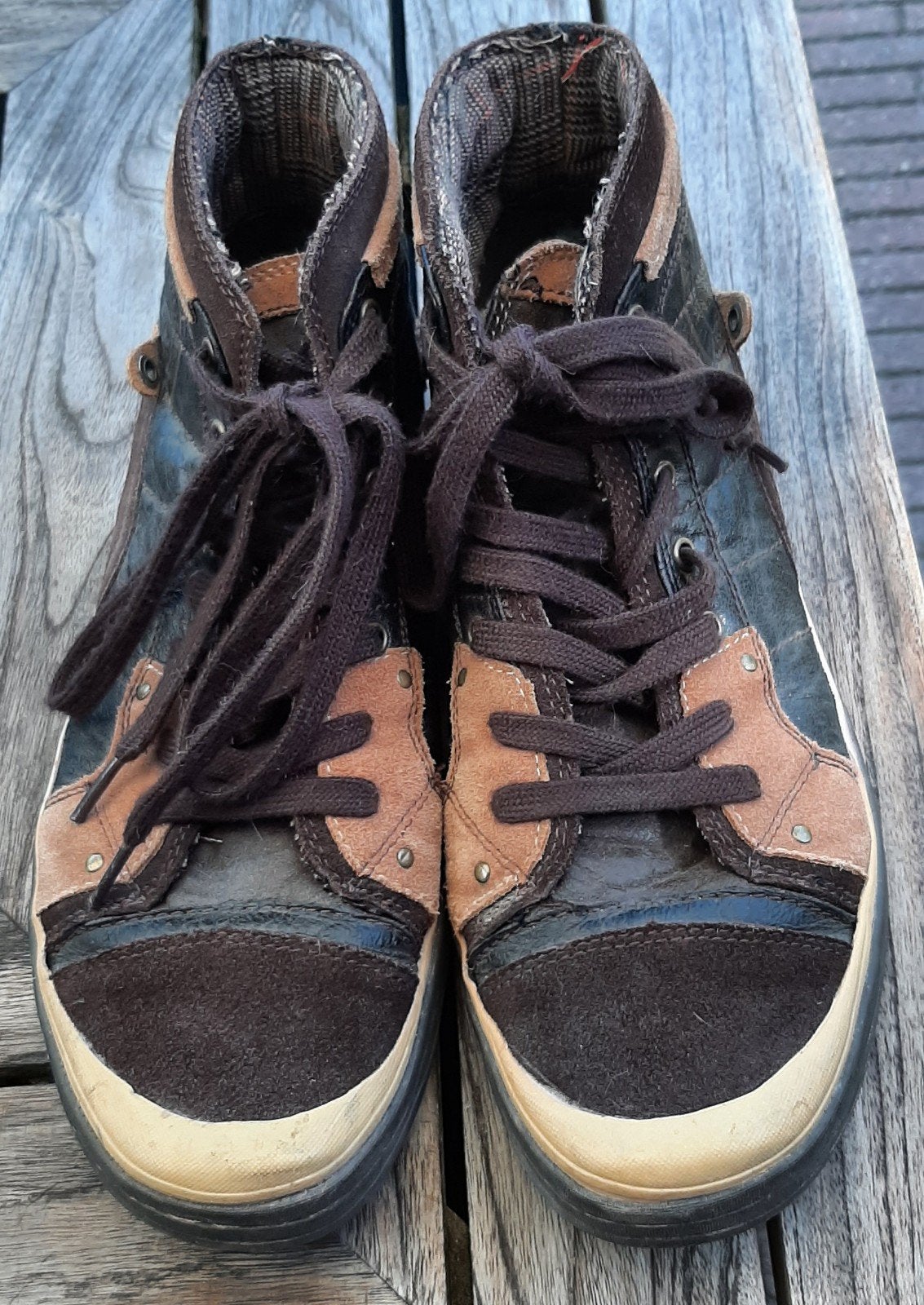 Dolcis stoere halfhoge gympen,bruin,leuke details.Mt.43.Zgan, Bruin, Ophalen of Verzenden, Dolcis, Sneakers of Gympen
