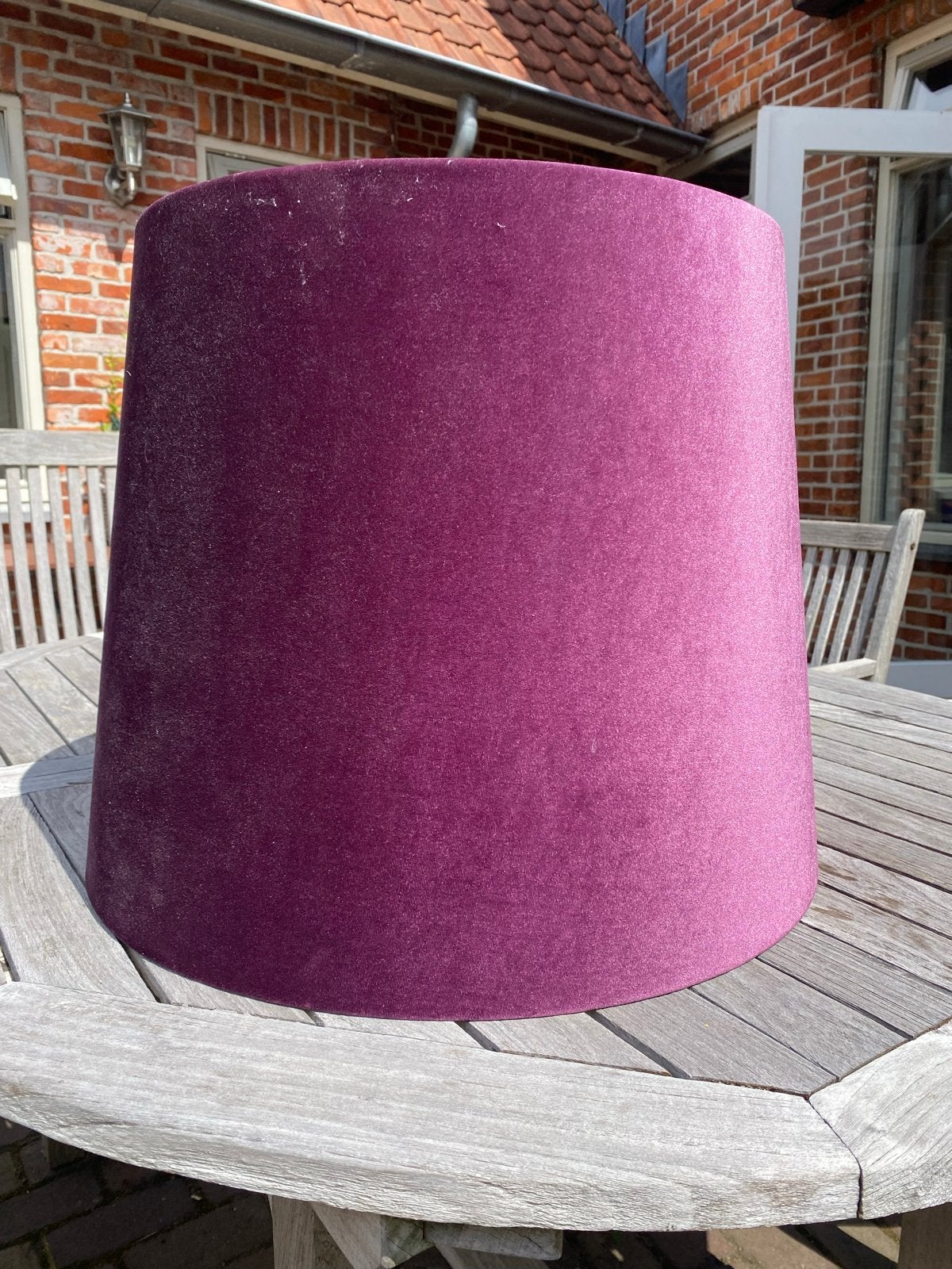 Paarse fluwelen lampenkap, zo goed als nieuw, Ophalen, Overige typen, Paars, Rond