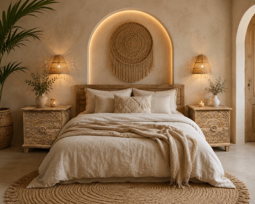 2 x Handgesneden Kastje/Nachtkastje uit India Ibiza/Boho, Ophalen, 1 of 2 laden, Ibiza/Boho/Botanisch, Nieuw