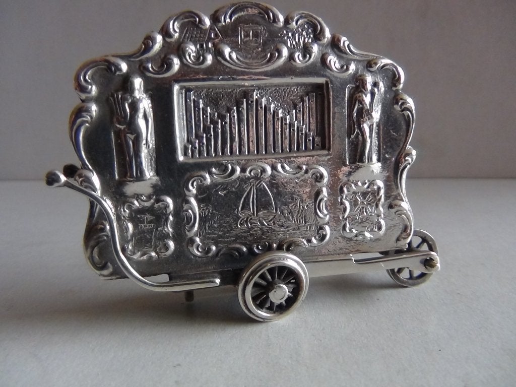 Miniatuur zilver FK4 draaiorgel zilveren miniaturen, Verzenden, Zilver