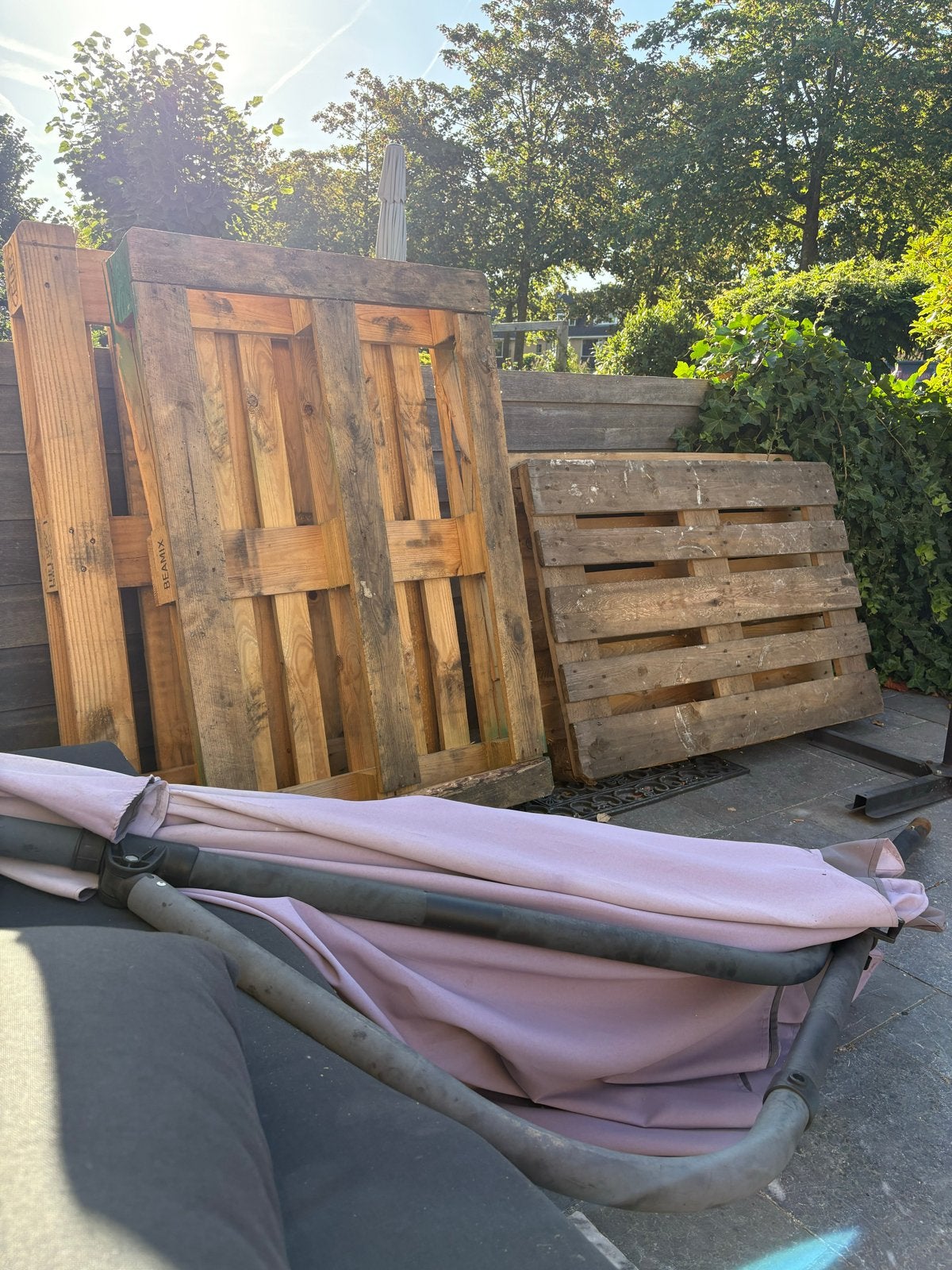 4 gratis pallets af te halen in Abcoude, Doe-het-zelf en Verbouw, Ophalen, Gebruikt, Pallet