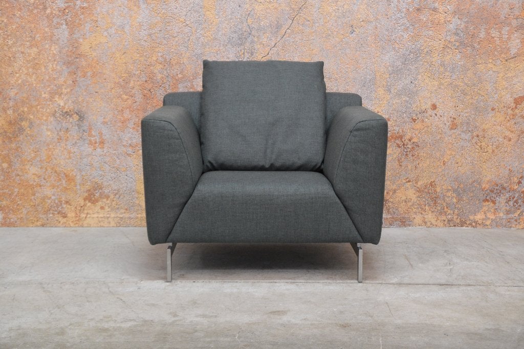 ZGANieuw grijsgroene stoffen Rolf Benz Linea design fauteuil, Leolux gelderland harvink rolf benz jori design on stock montis