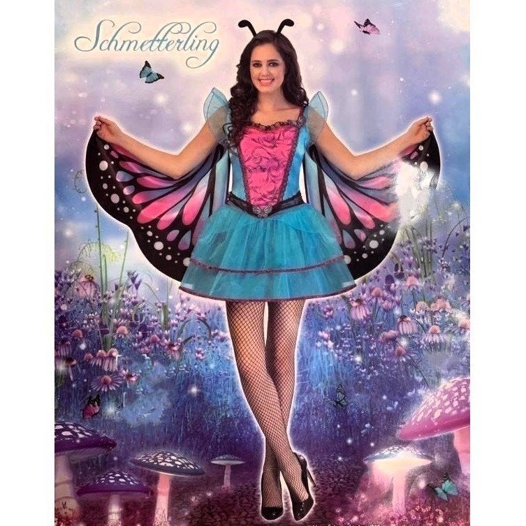 Nieuw ! Mooie Blauw-Roze Vlinder Prinsessenjurk Maat 40-42, Carnaval, Maat 42/44 (L), Nieuw, Ophalen of Verzenden