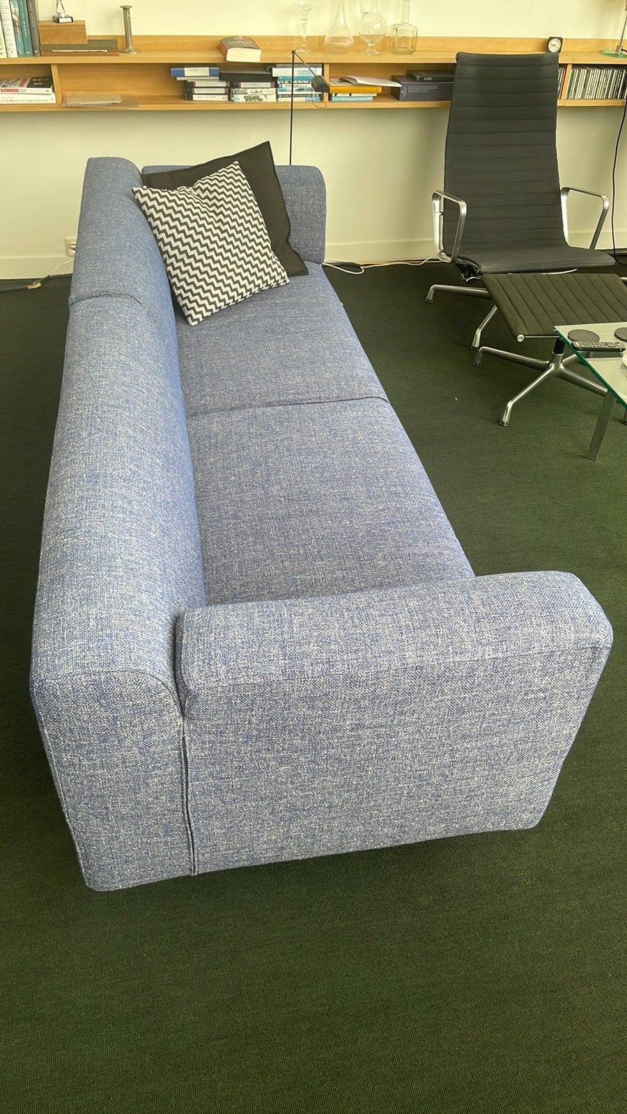Mooie blauwe bank van VOS Groningen, Ophalen, Gebruikt, Driepersoons, 75 tot 100 cm