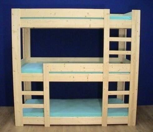 6-persoons Stapelbed Harrie 3 hoog 120x190/180x220, 90 cm, Ophalen of Verzenden, Hout, Nieuw