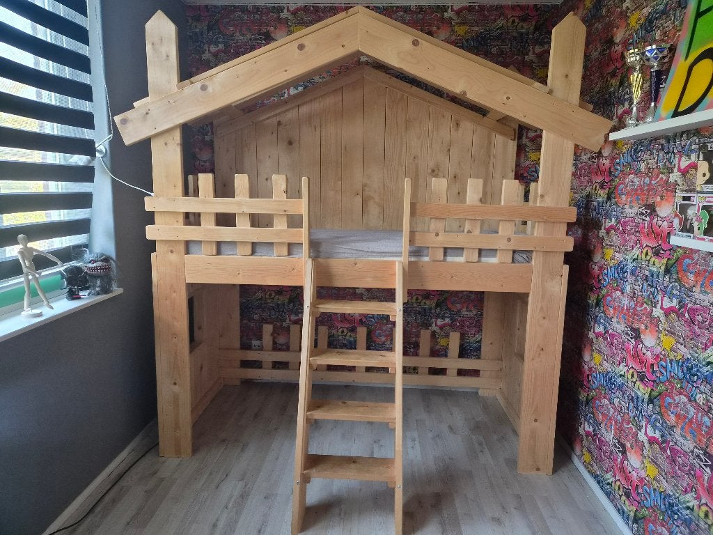 1 persoon boomhut bed, 100 cm, Hoogslaper, Eenpersoons, 210 cm