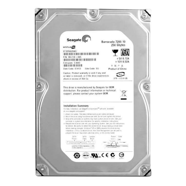 Seagate Barracuda 7200.10 ST3250820AS 250GB HDD 3.5" SATA, Intern, Gebruikt, Ophalen of Verzenden, Seagate