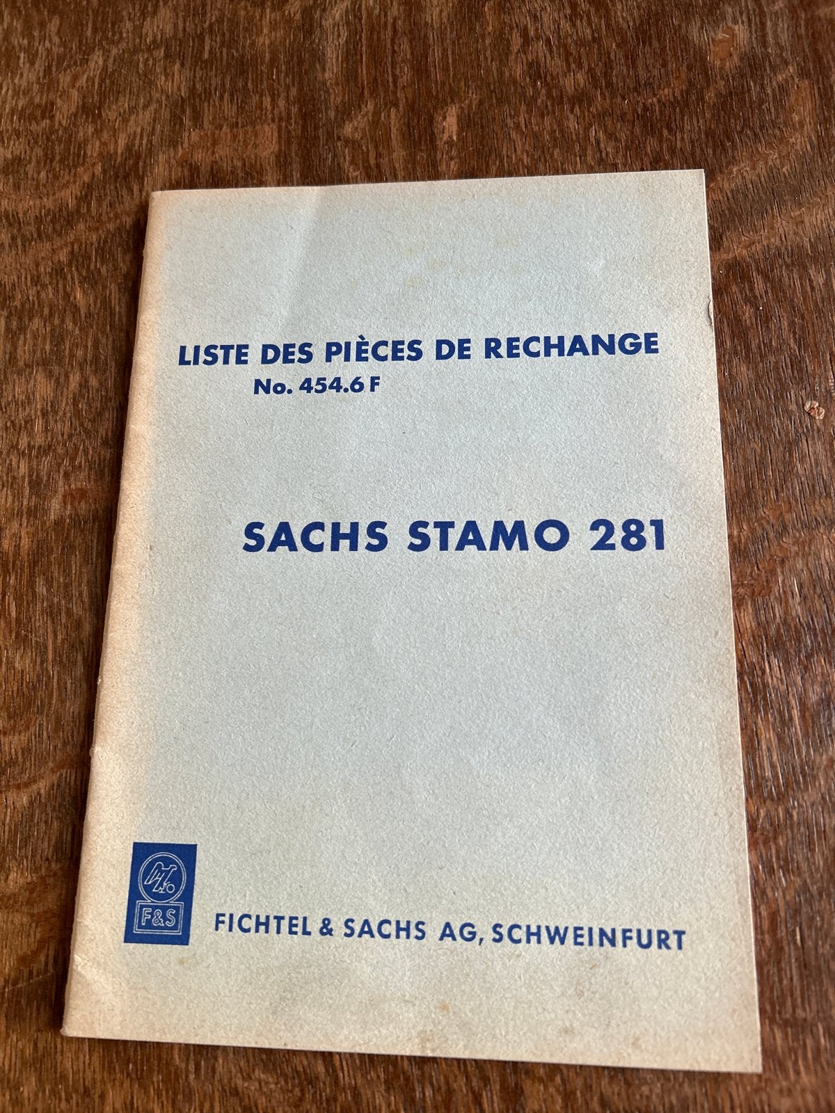 Onderdelenlijst Sachs Stamo 281 (No. 454.6 F), Ophalen of Verzenden, BMW