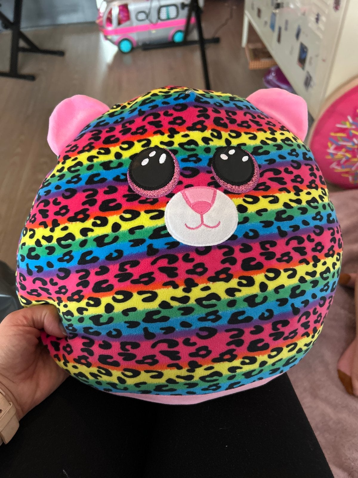 Squishmallow regenboog luipaard knuffel, Overige karakters, Overige typen, Ophalen of Verzenden, Zo goed als nieuw