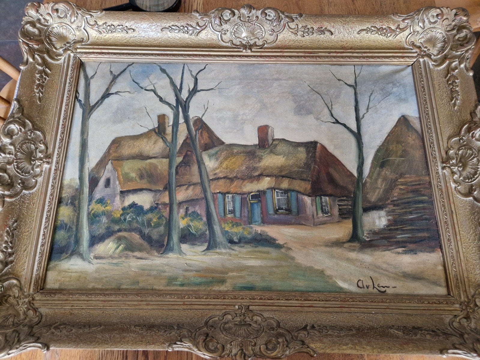 Oud Hollands Landschap met rietgedekte boerderijen, Antiek en Kunst, Kunst | Schilderijen | Klassiek, Ophalen