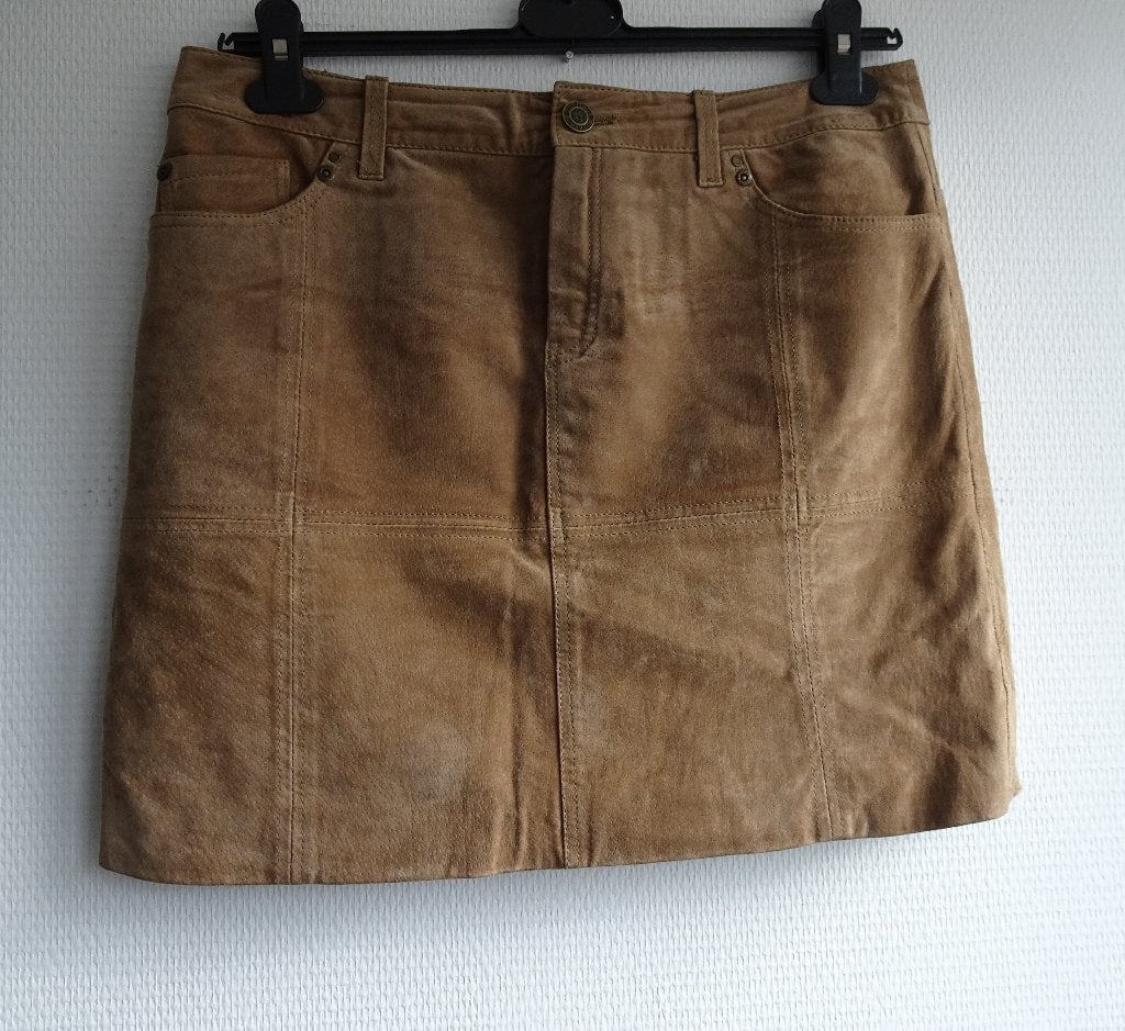 SUEDE ROK VAN HERITAGE MAAT M, Maat 38/40 (M), Bruin, Zo goed als nieuw, Boven de knie