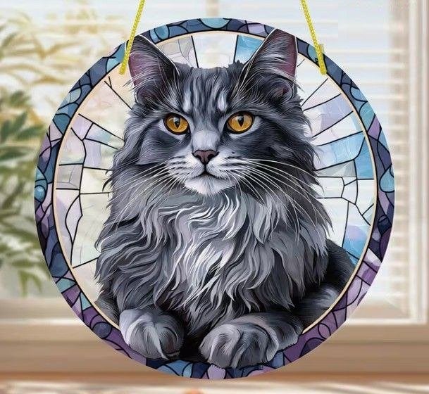 Raamhanger poes - maine coon ( extra kleurrijk ), Verzenden, Meerkleurig, Nieuw, Kunststof