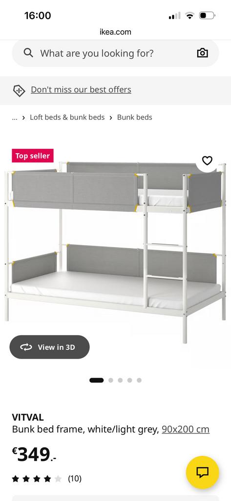 IKEA Vitval metallic stapelbed - Goede staat, Ophalen, Zo goed als nieuw