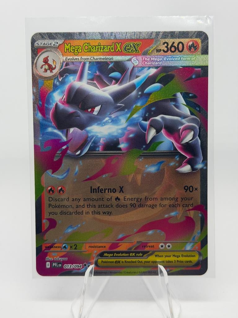 Mega Charizard X ex | Phantasmal Flames | PFL 013 | NM, Ophalen of Verzenden, Zo goed als nieuw, Losse kaart, Foil