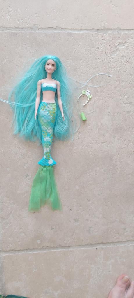 Barbie Zeemeermin met blauw haar en accessoires, Ophalen of Verzenden, Gebruikt, Barbie