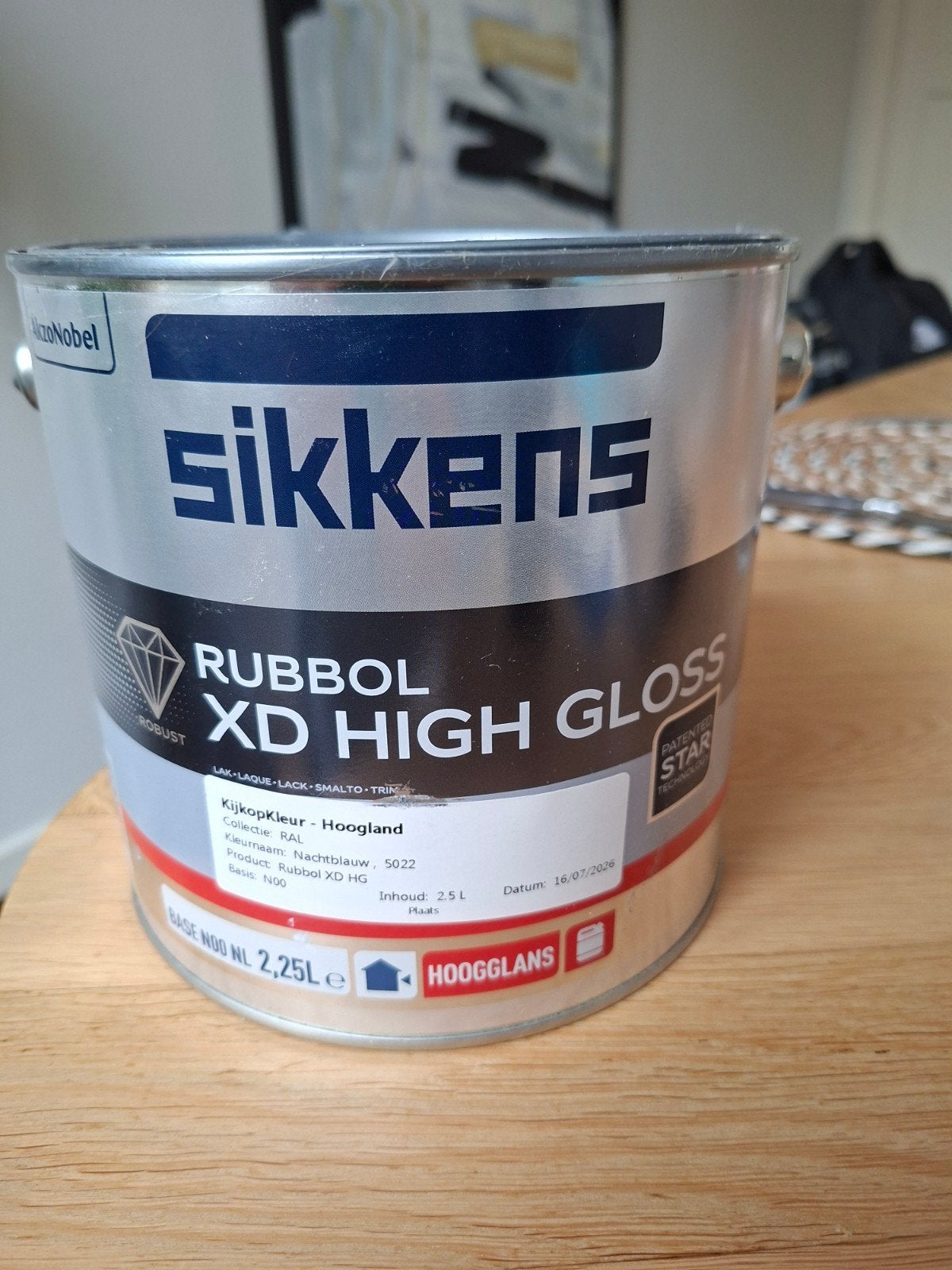 Sikkens Rubbol XD High Gloss Nachtblauw 2.5L, Doe-het-zelf en Verbouw, Schildersmaterialen, Ophalen, Nieuw, Overige typen
