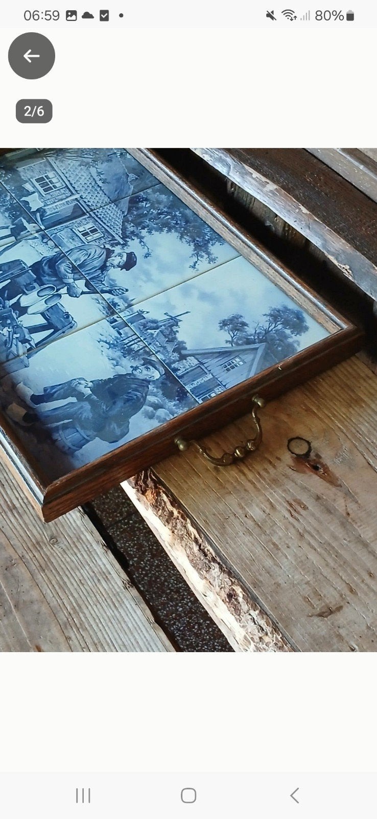 Delfts Blauw Dienblad met Hollandse Scène, Ophalen of Verzenden
