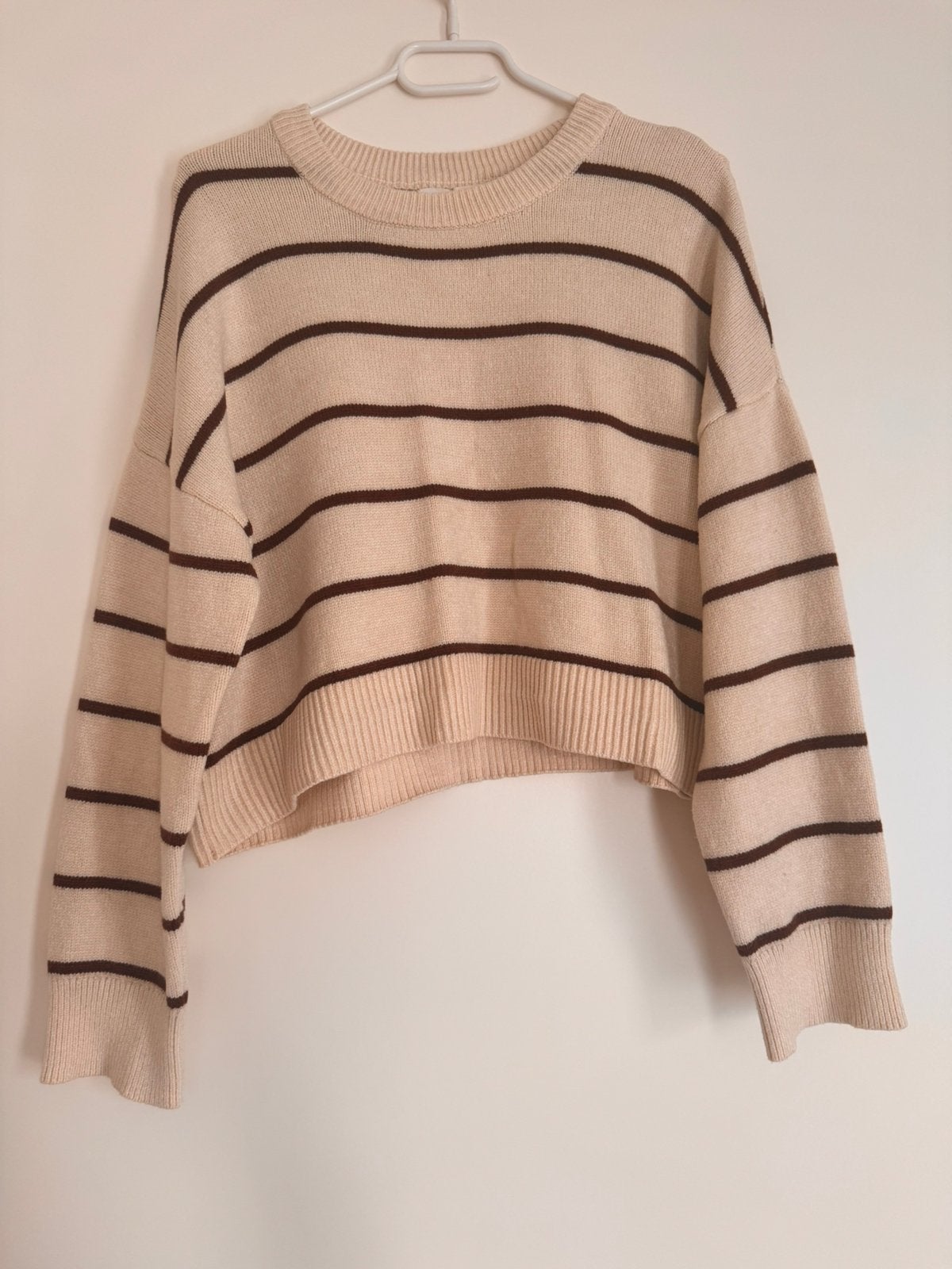 Beige gestreepte trui - bruin beige Stradivarius, Ophalen of Verzenden, Gedragen, Maat 36 (S), Beige