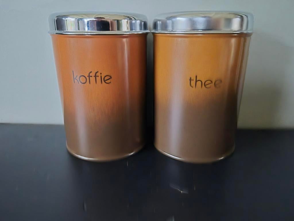 2 bruine Brabantia blikken koffie en thee NIEUW, Ophalen of Verzenden, Nieuw, Koffie