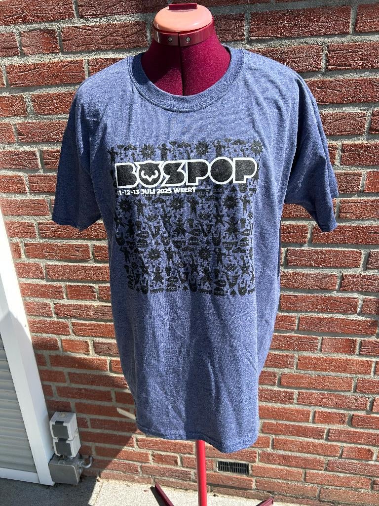 T shirt Bospop 2025 grijs blauw, Ophalen of Verzenden, Nieuw, Maat 52/54 (L), Blauw