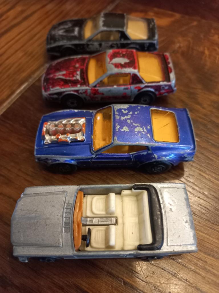 4 miniatuurauto's, Pontiac Firebird, Mustang, Ford Mustang, Ophalen of Verzenden, Gebruikt, Auto, Overige merken