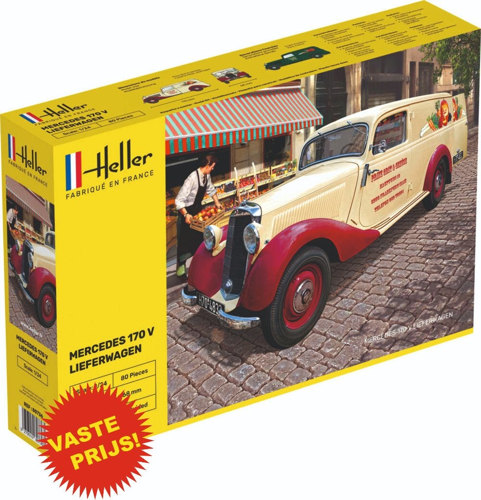 Mercedes Benz 170 V Lieferwagen (Heller 80736) 1/24, Auto, Groter dan 1:32, Nieuw, Ophalen of Verzenden