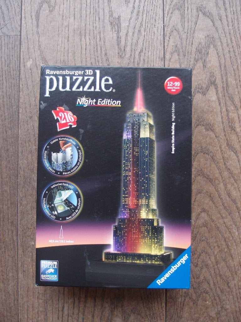 Erg mooie 3D Ravensburger puzzel licht Empire State Building, Ophalen of Verzenden, Minder dan 500 stukjes, Zo goed als nieuw