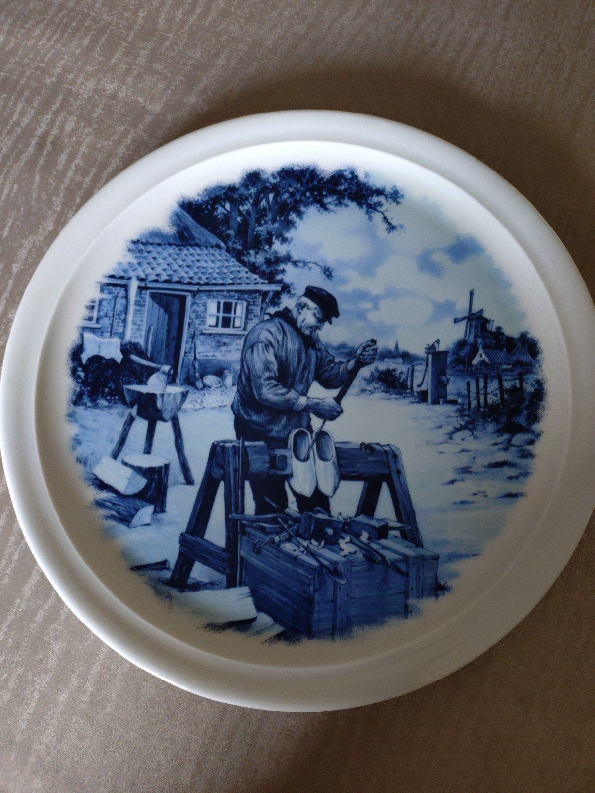 Delfts Blauw Wandbord - Klompenmaker, Antiek en Kunst, Ophalen of Verzenden
