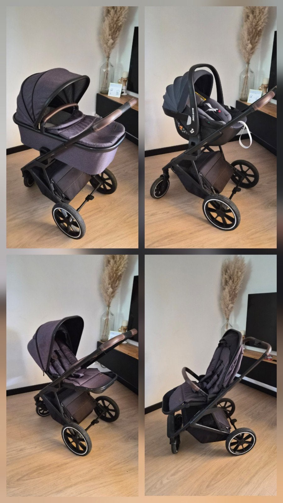 4 in 1 Qute Q rider met Maxi-Cosi autostoel en accessoires, Kinderen en Baby's, Kinderwagens en Combinaties, Zo goed als nieuw