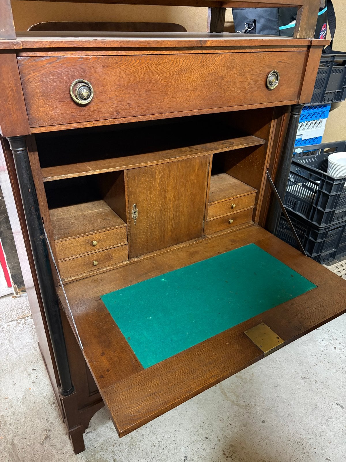 Antiek secretaire bureau met lades en opbergruimte, Ophalen