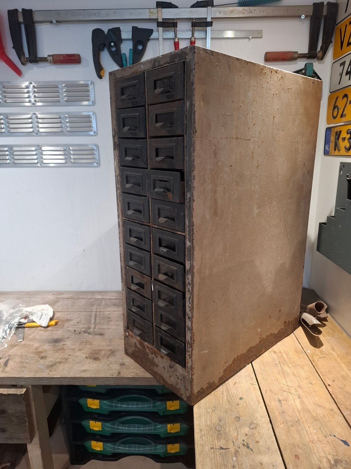 Vintage metalen ladekast - Industriële stijl, Ophalen, Minder dan 50 cm, Gebruikt, 5 laden of meer