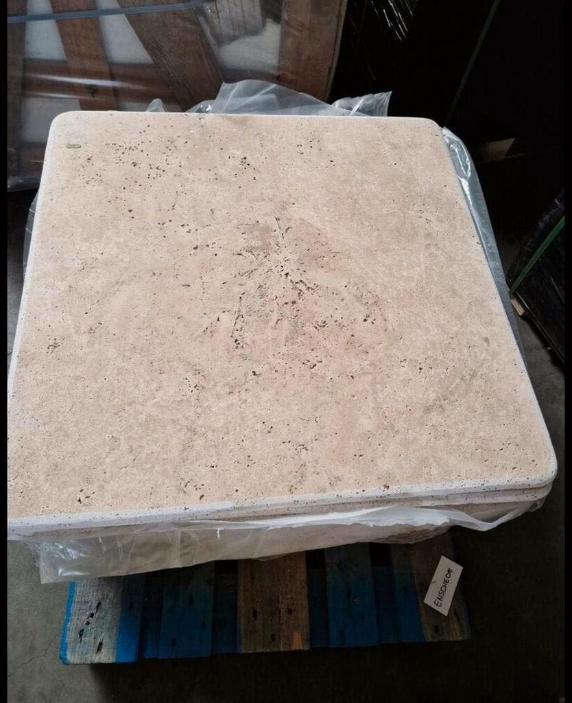 TRAVERTIN TAFELBLADEN 80X80CM EXTRA DIK, Ophalen of Verzenden, Nieuw