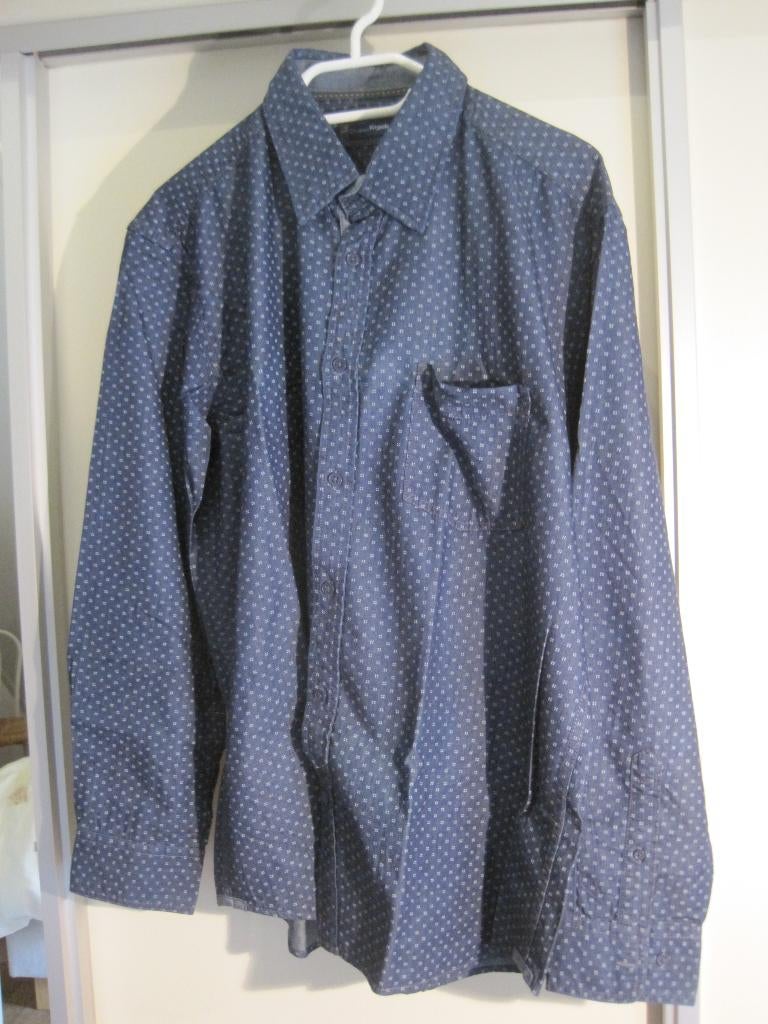 042 - overhemd 2XL van Charles Vögele, Kleding | Heren, Overhemden, Zo goed als nieuw, Overige halswijdtes, Blauw, Verzenden