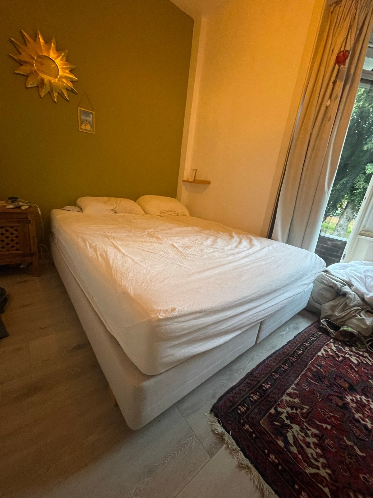 IKEA Sultan boxspring 160x200 cm (eventueel met matras), Ophalen, Gebruikt, Wit, Tweepersoons