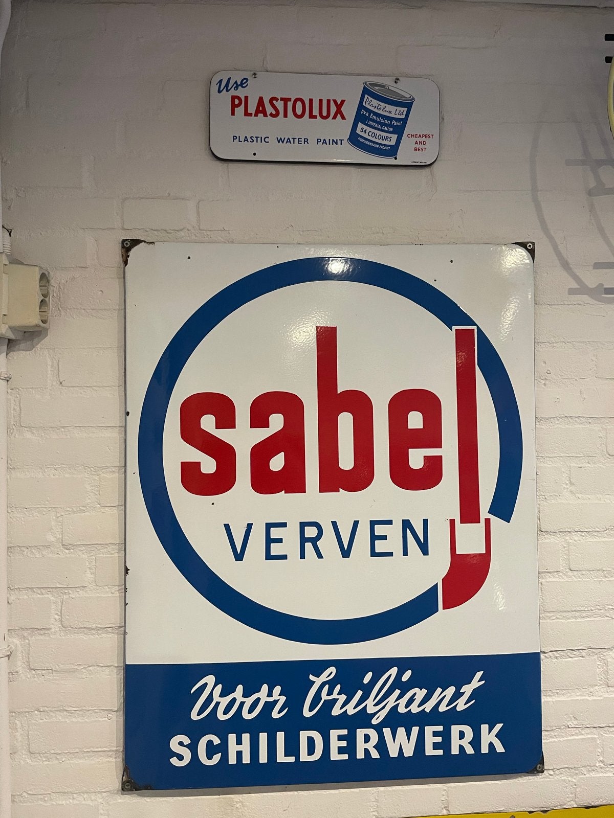 Vintage Emaille Bord Sabel Verven - Voor Briljant Schilderwe, Verzamelen, Merken en Reclamevoorwerpen, Ophalen of Verzenden