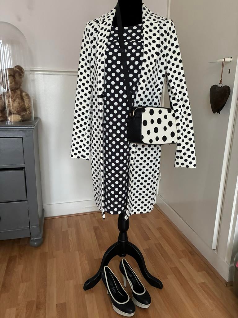 Anna van Toor maat small polka dot jurkje en jas, Ophalen of Verzenden, Zo goed als nieuw, Maat 36 (S)