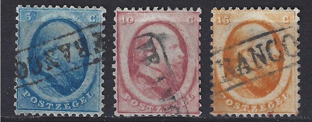 NVPH 4 5 6 geb Willem III 1864 ; OUD NEDERLAND p/stuk, Postzegels en Munten, Ophalen of Verzenden, T/m 1940, Gestempeld