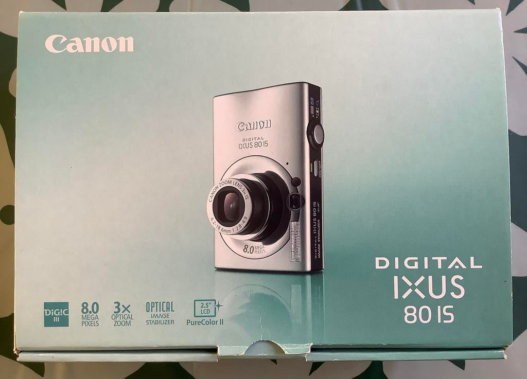 Canon Digital IXUS 80 IS camera met Canon tasje, Gebruikt, Canon, Compact, 8 Megapixel