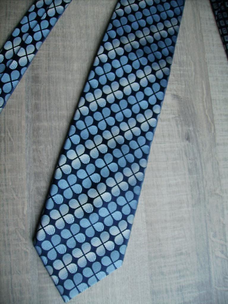stropdas "klavertje 4 " blauw zijde, Ophalen of Verzenden, Nieuw, Blauw, Met patroon