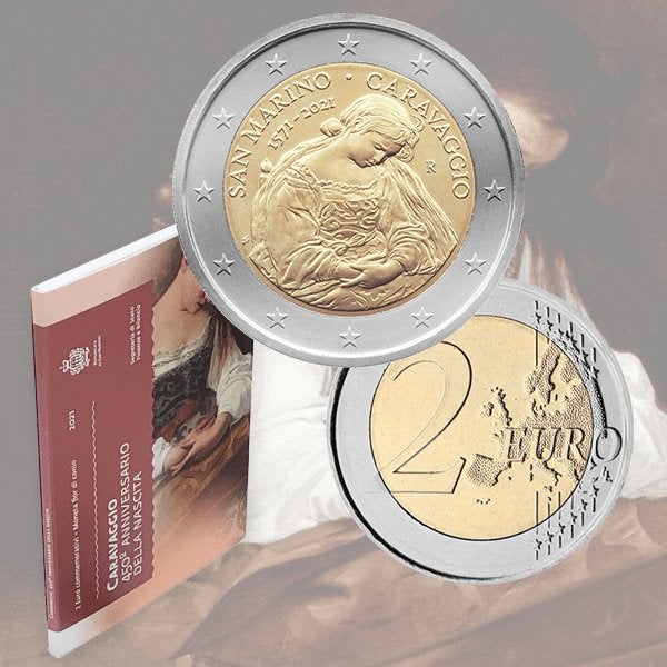 2 Euro San Marino 2021 in BU Blister - Caravaggio, Verzenden, San Marino, 2 euro, Losse munt